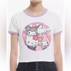 HELLO KITTY SANRIO And Friends Kogyaru Ringer 
T-Shirt Size Medium White Women’s